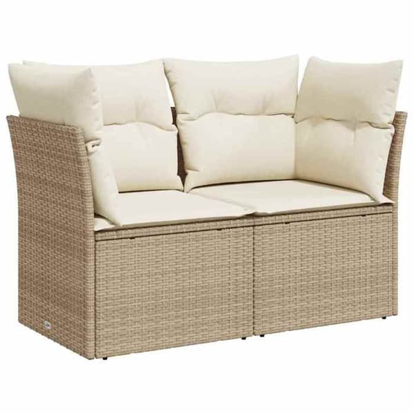 Maison Exclusive - Trädgårdsoffa med kuddar 2 platser beige flätad resin