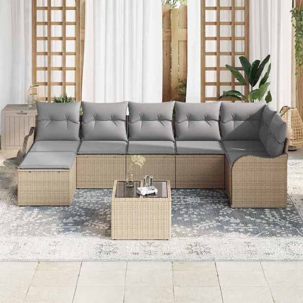 Maison Exclusive - Beige polyrottinkinen puutarhakalustesetti