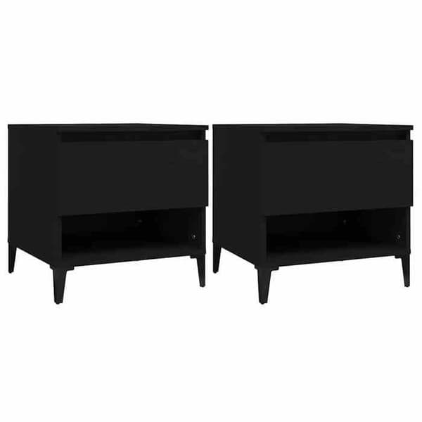 Maison Exclusive - 2 stk. sideborde Sort 50x46x50 cm Ingeniørtræ