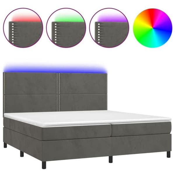 Maison Exclusive - Sängram med lammelast och LED Grå mörk 200x200 cm
