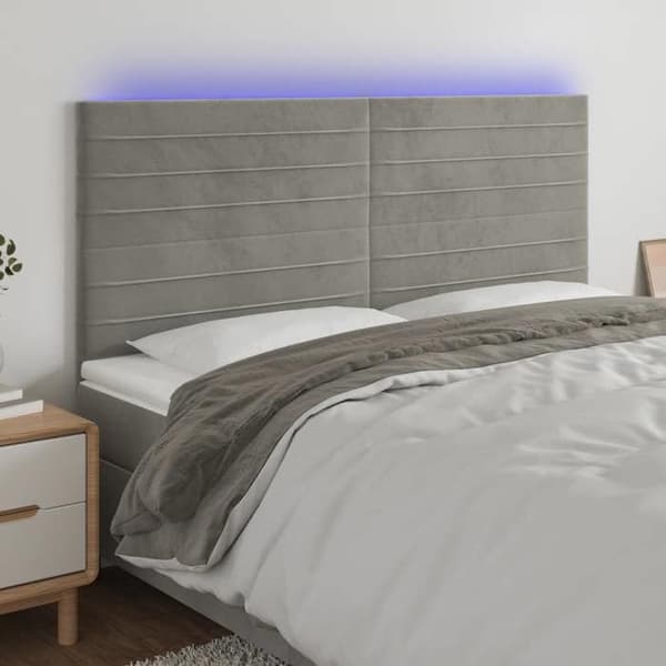 Maison Exclusive - LED-päätyharso Vaaleanharmaa 160x5x118/128 cm Sametti ljusgrått