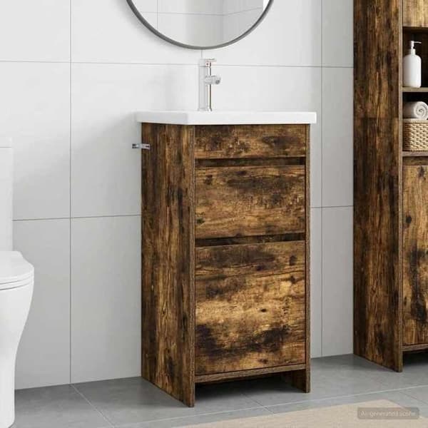 Maison Exclusive - Badeværelsesmøbel med vask Røget eg 42 x 40 x 84,5 cm