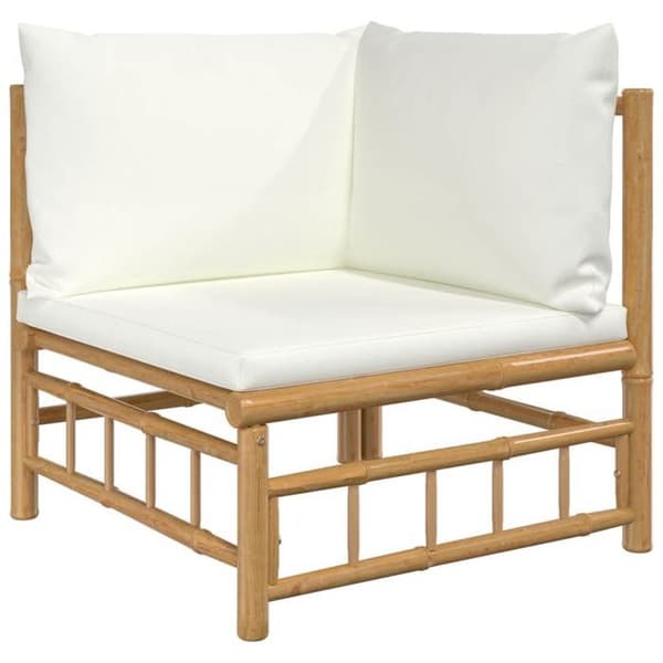 Maison Exclusive - Trädgårdsmöbler 7 delar med kuddar i krämvitt bambu
