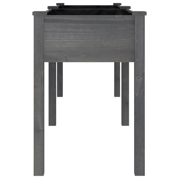 Maison Exclusive - Blomlåda med grå foder 203x53x76 cm massiv granträ
