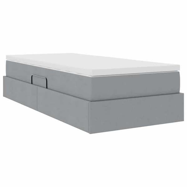 Maison Exclusive - Säng med förvaring och madrass Ljusgrå 90 x 190 cm Polyester