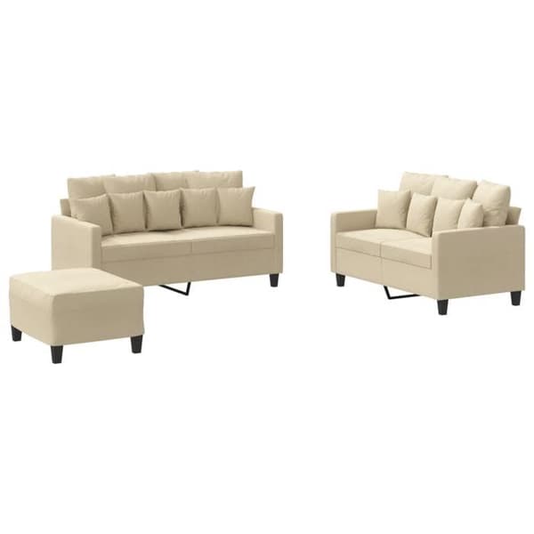 Maison Exclusive - Sæt af 3 sofaer med puder Creme Stof