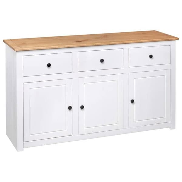 Buffé - Panama-serien - Massivt trä - Vit - 135x40x80 cm Vit