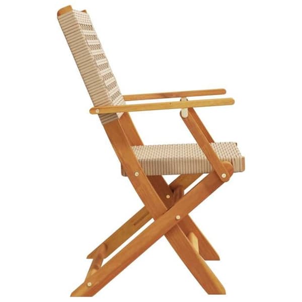Maison Exclusive - Fällbara stolar 2 stycken Beige Massivt akaciaträ och polyrotting beige