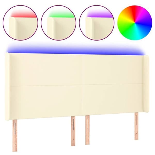 Maison Exclusive - LED Hovedgærde Creme 203x16x118/128 cm Simililæder
