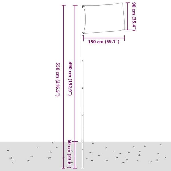 Eksklusivt Hus - Spaniens Flag og 5,5 m Aluminium Mast