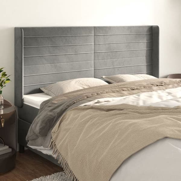 Maison Exclusive - Pääty, jossa korvat, Vaaleanharmaa 183x16x118/128 cm Sametti Ljusgrått