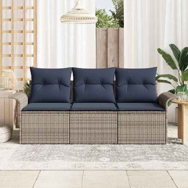 Maison Exclusive - 3 osan puutarhakalustesetti Harmaa polyrottinki