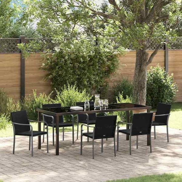 Maison Exclusive - 7 pc have spisebordssæt i sort og grå svart och grått