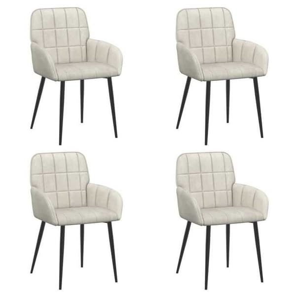 Maison Exclusive - Matstolar 4 st Sammet Kräm 56.5 x 50 x 85 cm