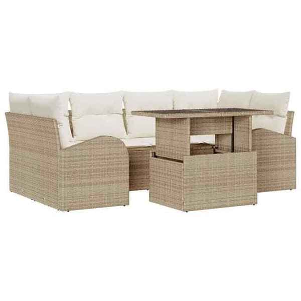 Trädgårdsmöbler - EXKLUSIVT HUS - Modulär - Beige - 7 delar - Hållbar polyrotting beige