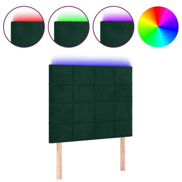 Maison Exclusive - LED-päätyvihreä 80x5x118/128 cm Sametti Mörkgrön