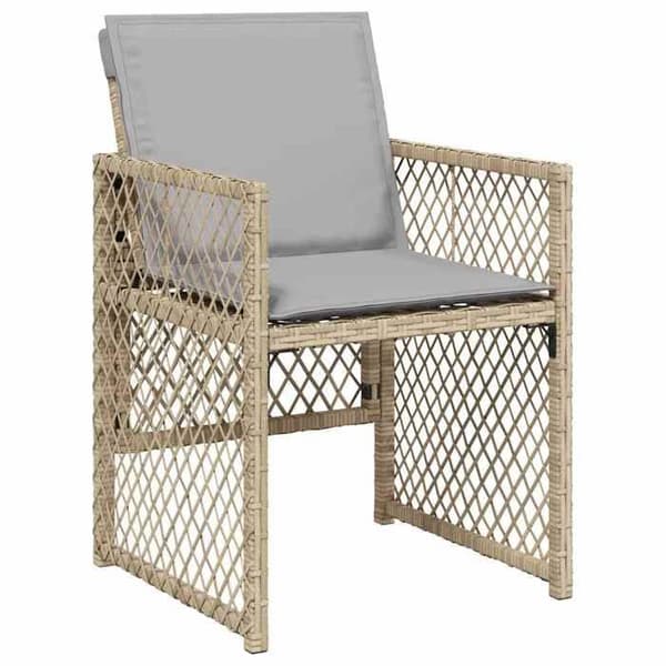 Maison Exclusive - Trädgårdsset med matbord och kuddar 7 delar beige polyrotting