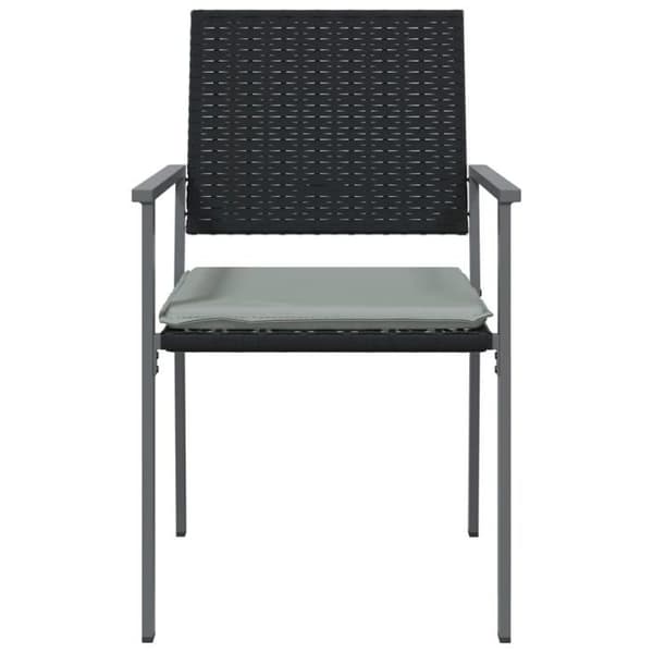 Puutarhatuoli - Maison Exclusive - 4 kpl - Musta polyrottinki - Harmaa tyyny