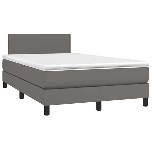 Maison Exclusive - Sengebund med lameller madras LED grå 120x190 cm kunstlæder