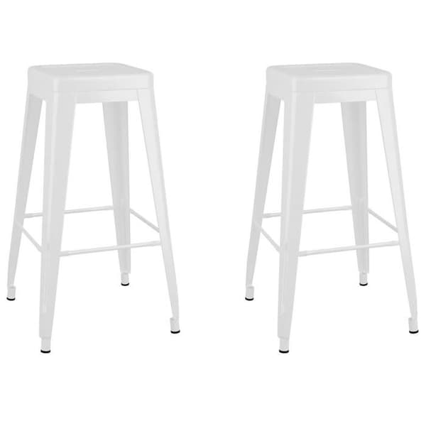 Maison Exclusive - Stapelbara barstolar set om 2 vit Metall Matt vit