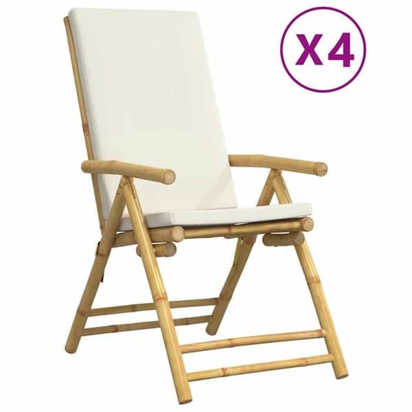 Maison Exclusive - Fällbara trädgårdsstolar med 4 bambukuddar