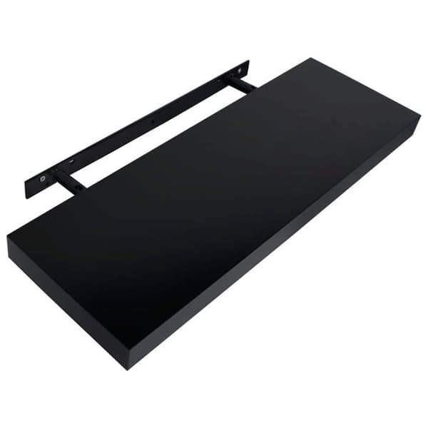 Væghængte hylder - EKSKLUSIV HUS - 2 stk 60×20×3,8 cm - Sort - MDF - Usynlig montering Svart