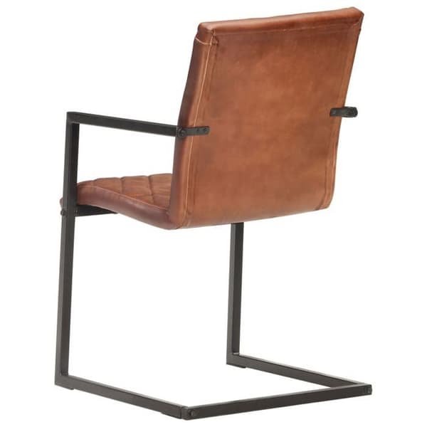 Maison Exclusive - Stolar för matplats, svängd modell, set om 6, brun äkta läder