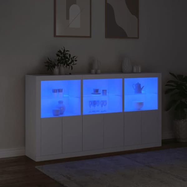 Maison Exclusive - Buffet med hvide LED-lys 181,5x37x100 cm