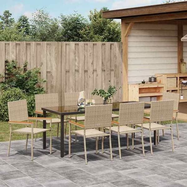 Maison Exclusive - 9 pc spisestue sæt til haven i beige polyrotin beige