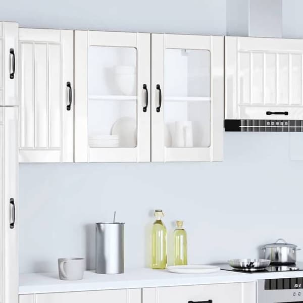 Maison Exclusive - Köksskåp med glasdörr "Lucca" i vit högblank ingenjörsträ