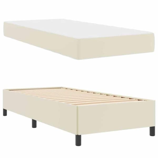 Maison Exclusive - Sängram med madrass Crème 90 x 190 cm tyg