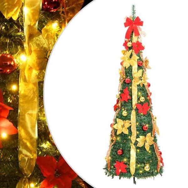 Maison Exclusive - Fällbar konstgjord julgran 100 LED grön 150 cm