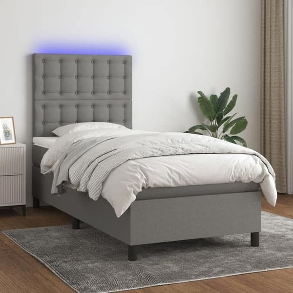 Maison Exclusive - Seng med lameller og madras og LED Mørkegrå 100x200 cm