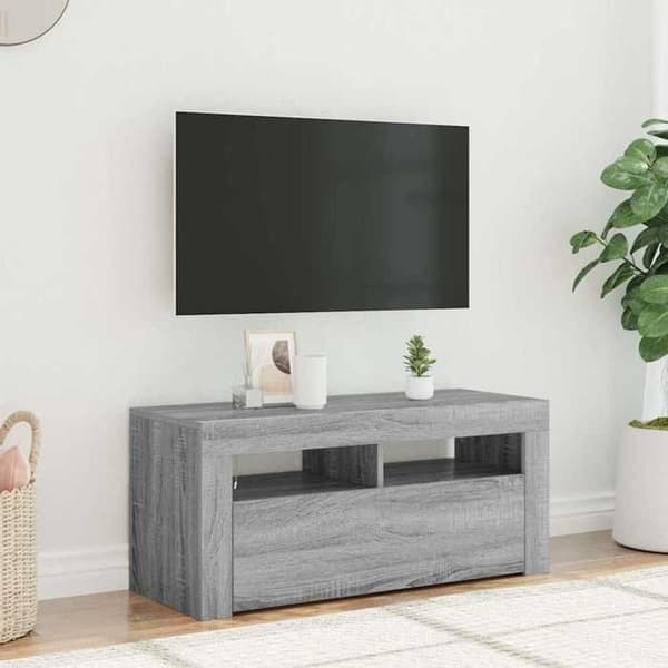Maison Exclusive - TV-møbel med LED-lys Sonoma grå 90x35x40 cm