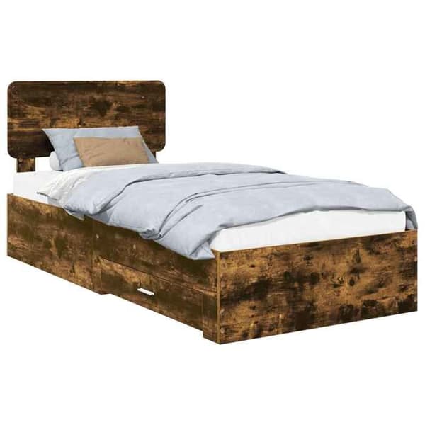 Maison Exclusive - Sängram i rökig ek 75 x 190 cm Ingenjörsträ