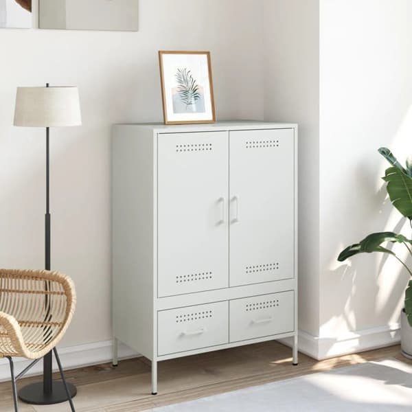 Maison Exclusive - Vit hög buffé 68x39x101,5 cm stål