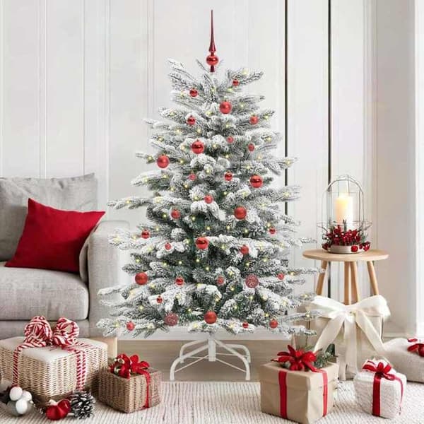 Konstgjord julgran - EXKLUSIV HEM - 150 cm - Vit - Ledade grenar - USB LED-belysning Vit