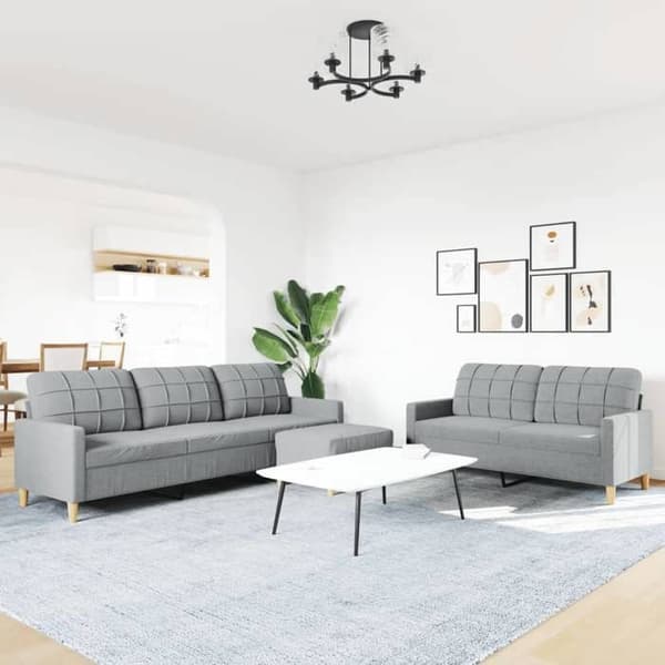 Maison Exclusive - 3-delars soffgrupp med ljusgrå tygfotpall Ljusgrått