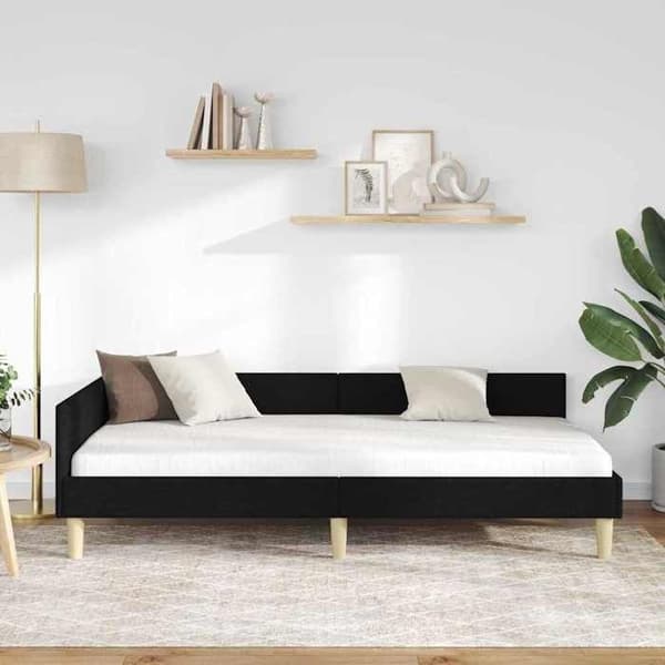 Maison Exclusive - Sort hjørneseng 90 x 190 cm stof