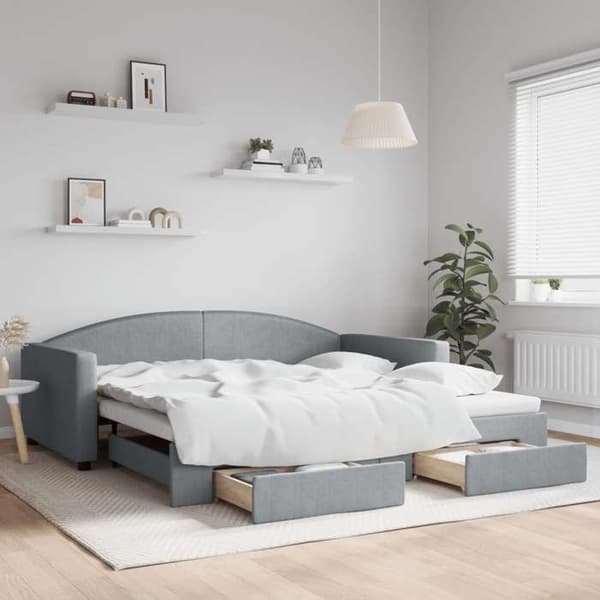 Päivävuode - EXCLUSIVE-KOTI - 100 x 200 cm - Alivuode - 2 laatikkoa - Harmaa kangas