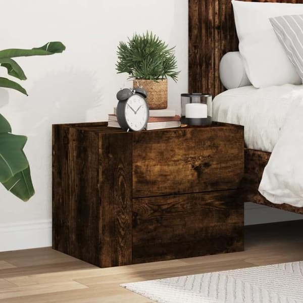 Maison Exclusive - Väggmonterad sängbord i rökig ek 45x30x35 cm