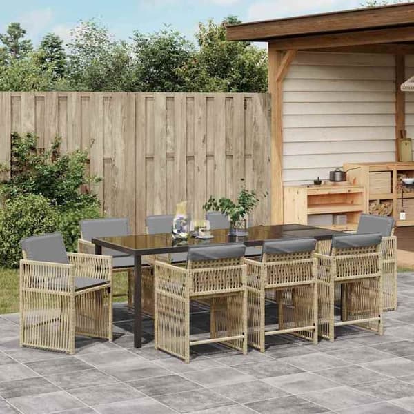 Maison Exclusive - 9 pc spisestue sæt til haven i beige polyrotin beige