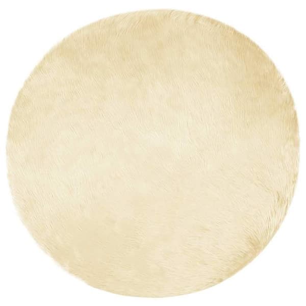 Tæppe - EKSKLUSIVT HUS - TAFALLA - Ø 200 cm - Creme - Polyester Grädde