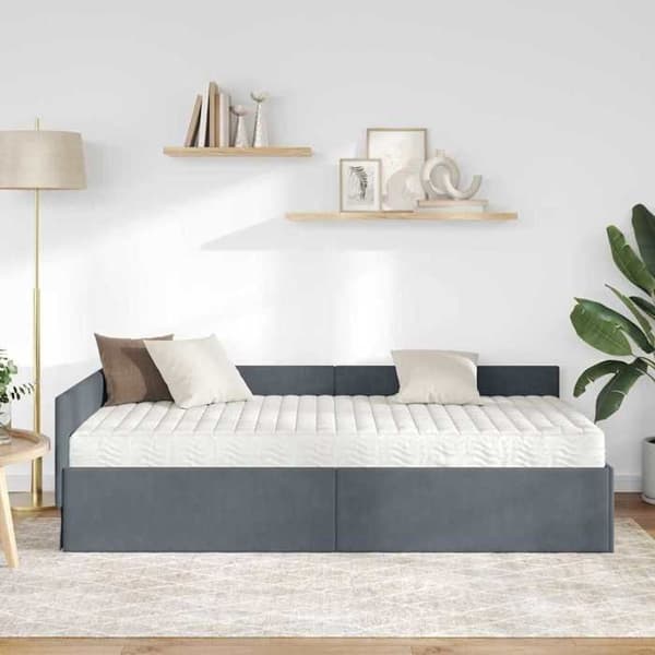 Maison Exclusive - Hörnsängram med madrass 2 pc Mörkgrå 100 x 200 cm Mörkgrå