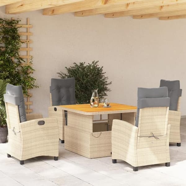 Maison Exclusive - Puutarhakalusteryhmä tyynyillä 5 kpl Beige polyrottinki