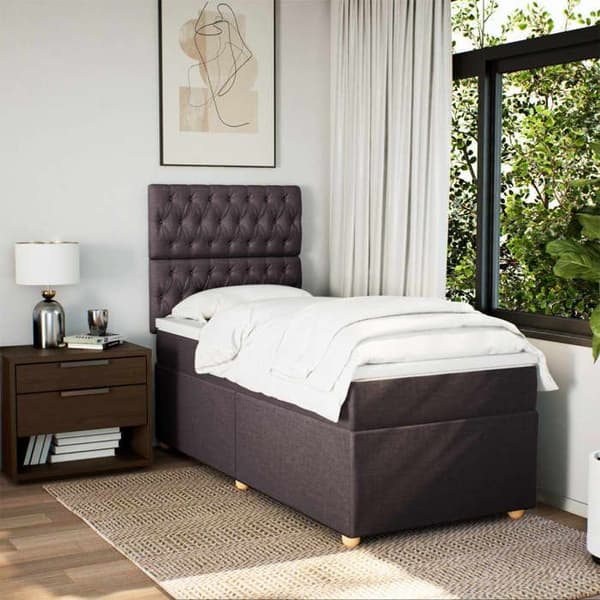 Maison Exclusive - Sengebund med lameller og madras Mørkebrun 90x190 cm