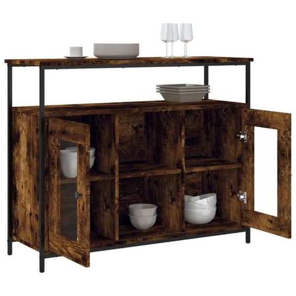 Maison Exclusive - Buffé ek rökig 100x35x80 cm ingenjörsträ
