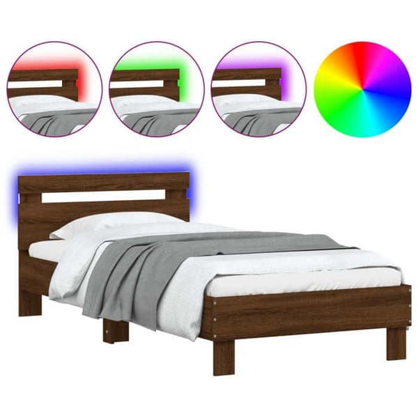 Sengestel - EKSKLUSIV HUS - 90 x 190 cm - RGB LED - Hovedgærde - Lameller inkluderet Ej specificerat