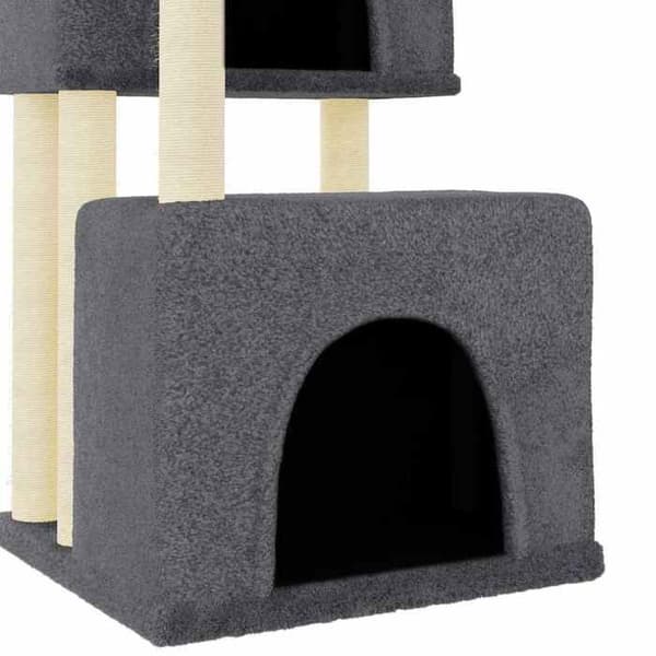 Kattträd - Exklusivt hus - Mörkgrå - 122 cm - Sisalstolpar Mörkgrå