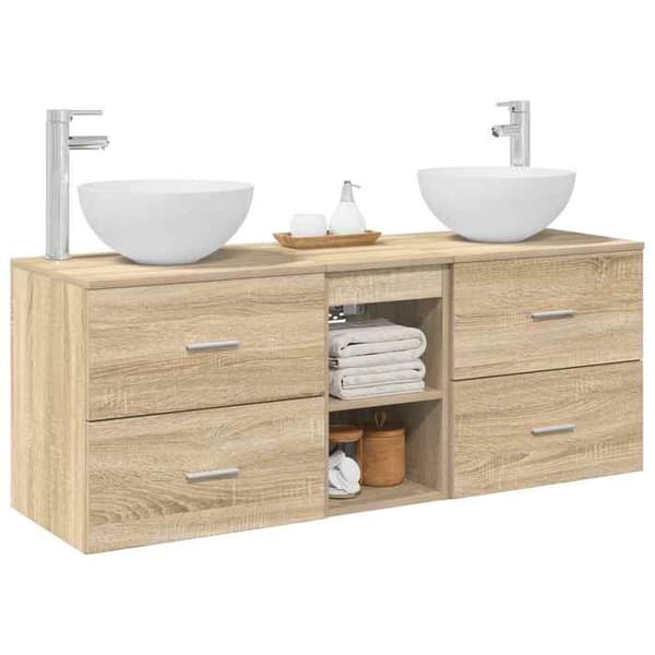 Maison Exclusive - 3-delars badrumsskåpset Sonoma-ek